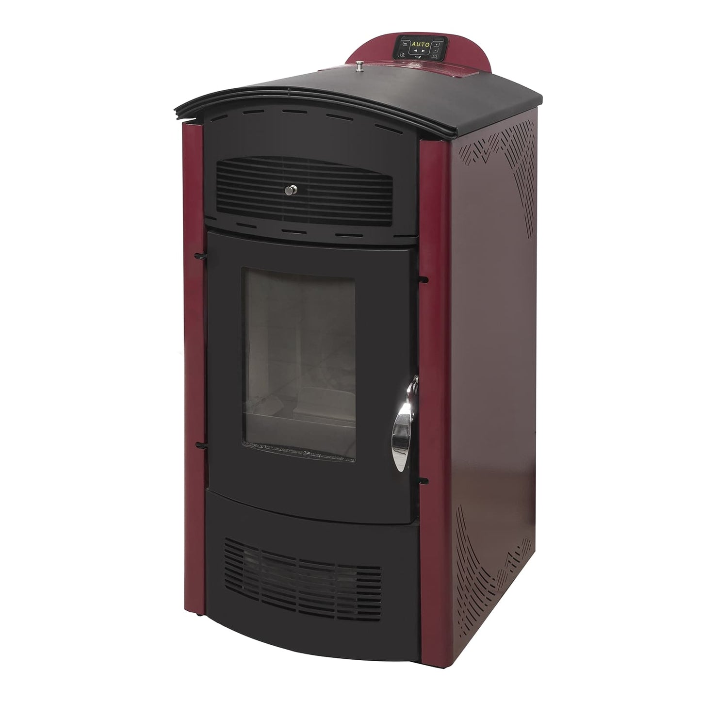 Pelletofen kaufen Amanda Plus 7,1 - 12,8 kW, bis 145 m² Wohnfläche, weinrot oder beige - rot