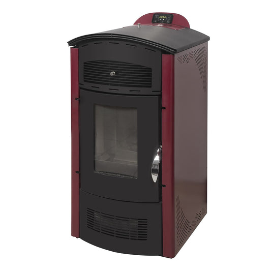 Pelletofen kaufen Amanda Plus 7,1 - 12,8 kW, bis 145 m² Wohnfläche, weinrot oder beige - rot