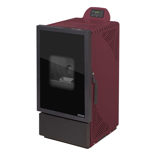 Pelletofen Evita 3,2 - 6,1 kW für 75 m² Wohnfläche, weinrot oder beige - Rot