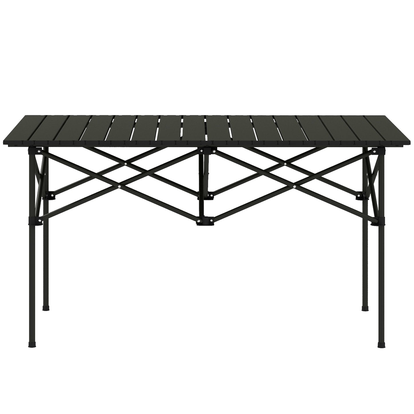 Outsunny Campingtisch Klapptisch mit Aufrollbare Tischplatte X-Rahmen Gartentisch aus Aluminium leicht 2 Personen Beistelltisch Falttisch für Garten Balkon Camping 95 x 55cm Schwarz   Aosom