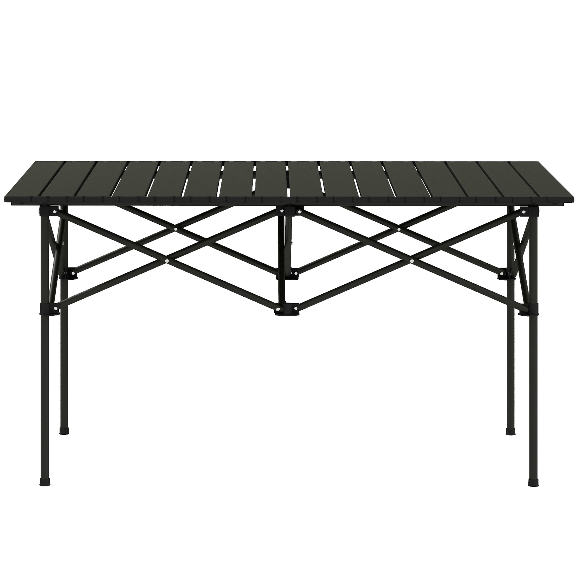 Outsunny Campingtisch Klapptisch mit Aufrollbare Tischplatte X-Rahmen Gartentisch aus Aluminium leicht 2 Personen Beistelltisch Falttisch für Garten Balkon Camping 95 x 55cm Schwarz   Aosom