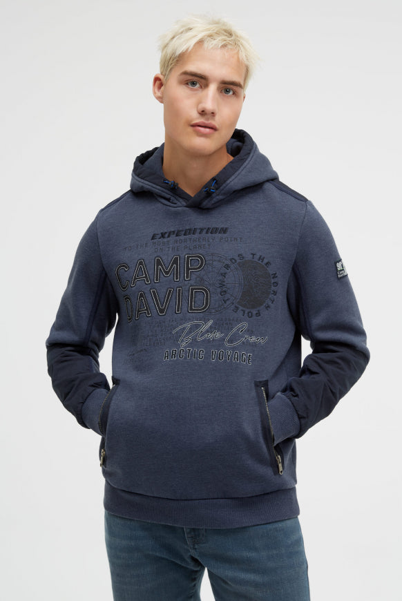 CAMP DAVID Hoodie im Materialmix mit Zippertaschen
