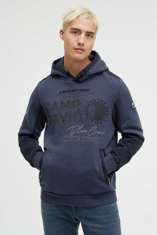 CAMP DAVID Hoodie im Materialmix mit Zippertaschen