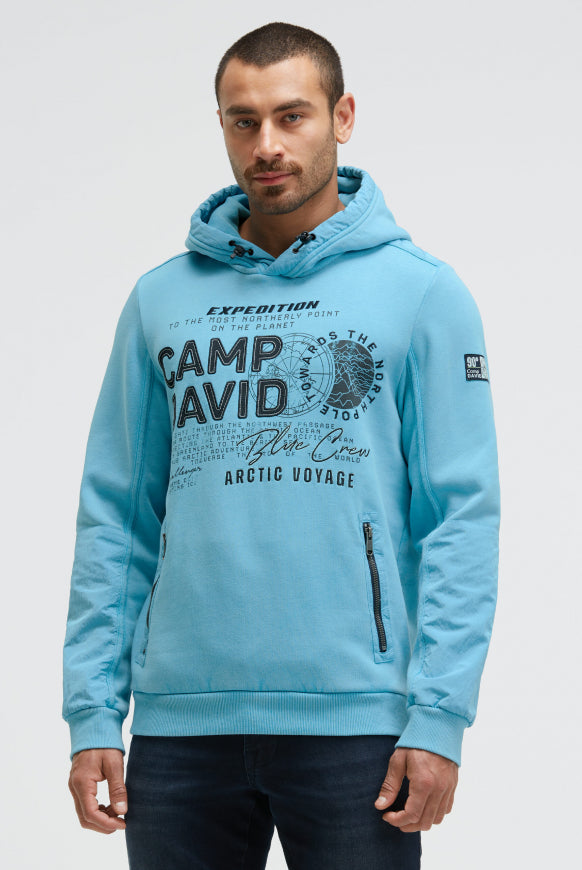 CAMP DAVID Hoodie im Materialmix mit Zippertaschen