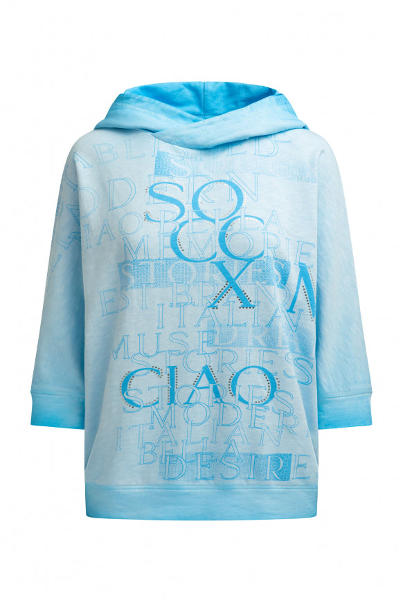 SOCCX Hoodie mit 3/4-Arm und Wording Prints - summer aqua