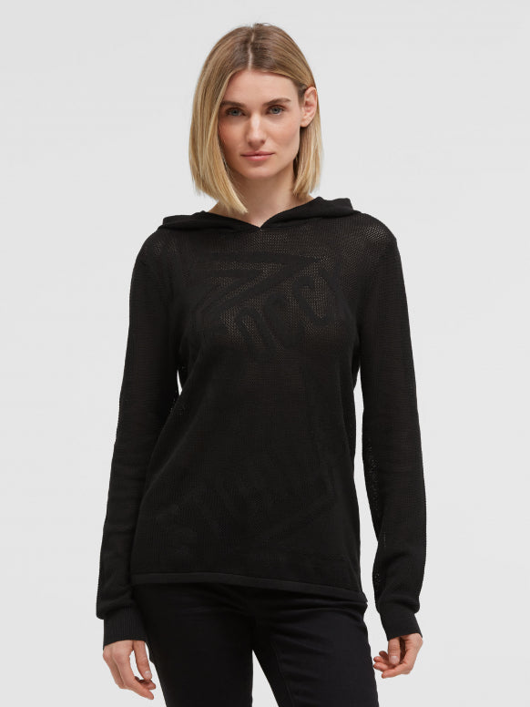SOCCX Hoodie mit Mesh-Struktur und Intarsia-Design - black