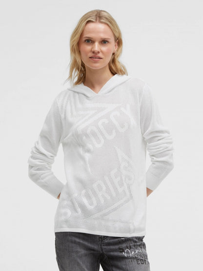 SOCCX Hoodie mit Mesh-Struktur und Intarsia-Design - opticwhite