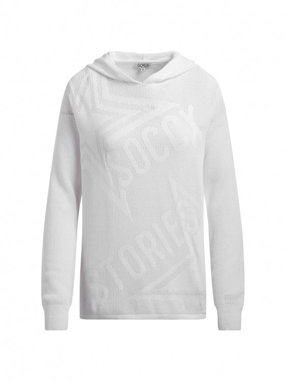 SOCCX Hoodie mit Mesh-Struktur und Intarsia-Design - opticwhite
