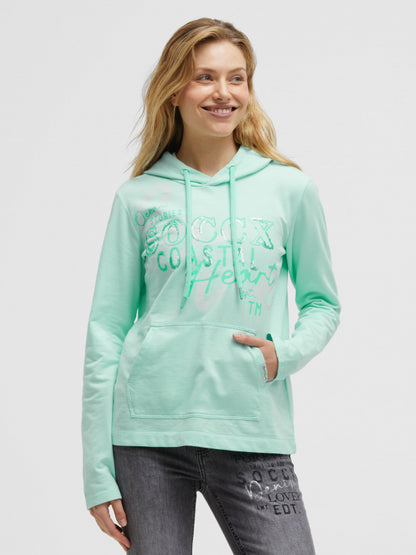 SOCCX Hoodie mit Pailletten-Artwork und Kängurutasche - ocean mint