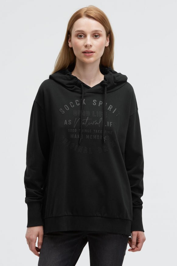 SOCCX Hoodie mit tonigem Print und Zippern