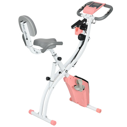 HOMCOM 2-in-1 Fahrradtrainer indoor, faltbar, mit LCD-Monitor, Telefonhalter, verstellbarem Widerstand, ABS, 97x51x115 cm, Rosa  Aos