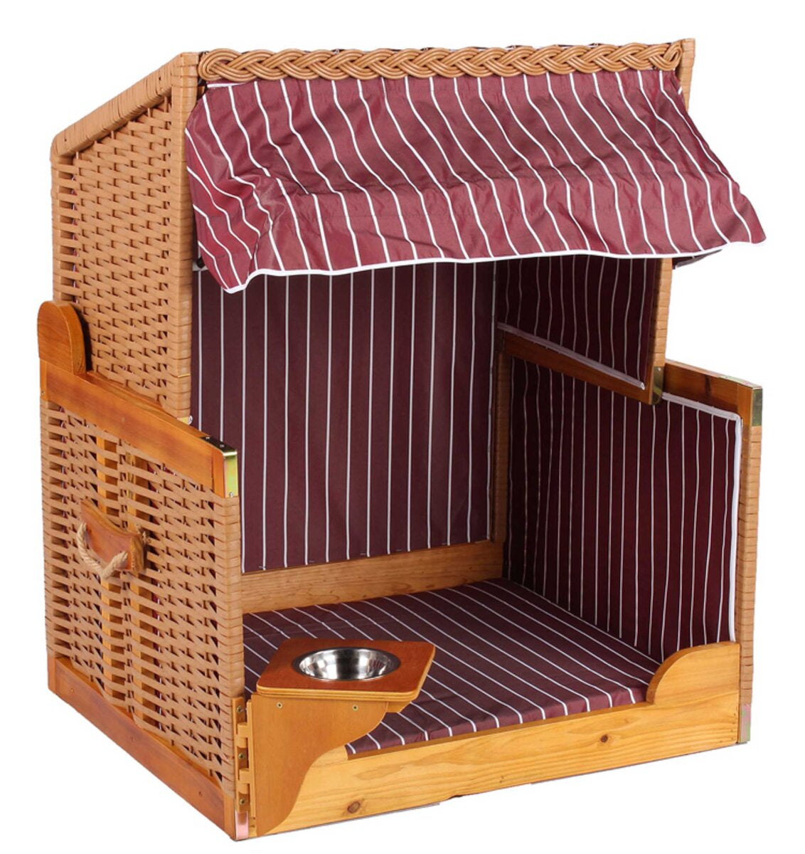 Hundestrandkorb Wacholder PE Beige Dessin Rot Gestreift