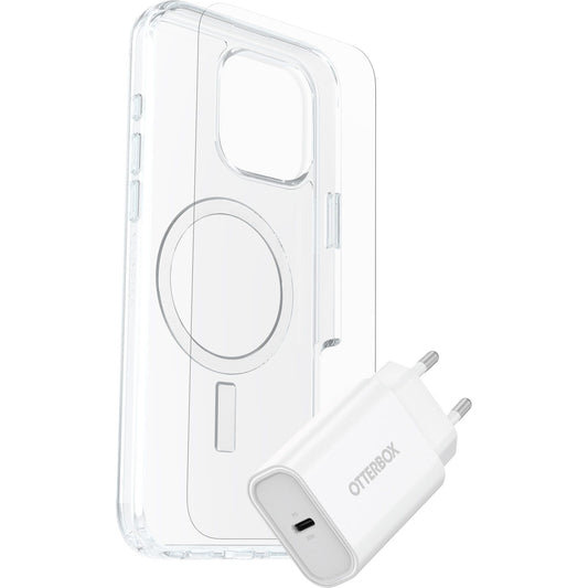 OtterBox KIT Apple iPhone 16 Pro Max (Symmetry Clear MagSafe / Premium Glass / EU USB-C Wall Charger 30W - white)