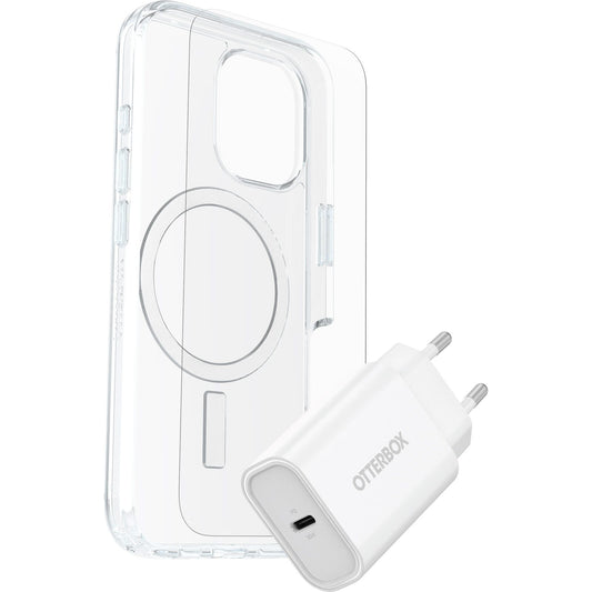 OtterBox KIT Apple iPhone 16 (Symmetry Clear MagSafe / Premium Glass / EU USB-C Wall Charger 30W - white)