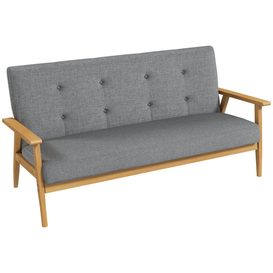 HOMCOM 3-Sitzer Sofa, Couch mit Armlehnen, Rückenkissen, Wohnzimmersofa mit Leinenoptik, Polstersofa für Wohnzimmer, Schlafzimmer 154,5 x 69,5 x 73 cm, Dunkelgrau   Aosom