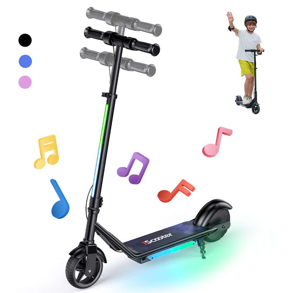 iScooter iK3Max Kinder E-Scooter 6″ mit LED & 3 Geschwindigkeiten - iK3Pro Schwarz