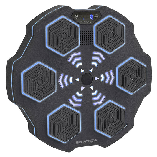 SPORTNOW Music Boxing Machine, elektronische Bluetooth Boxmaschine mit Musik, 9 Geschwindigkeit 3 Modi, Wandmontiertes Smart Boxziel mit LED-Leuchten, für Erwachsene, Heimübungen, Schwarz   Aosom