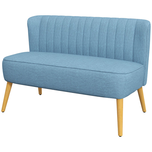 HOMCOM Zwei Sitzer Couch, bis 150 kg belastbar, Sofa ohne Armlehnen, Stoffsofa, Blau   Aosom.de