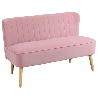 HOMCOM 2-Sitzer Stoffsofa, belastbar bis 150 kg, Zweisitzer Küchensofa, Retro Sofa, Skandi Sofa, Rosa   Aosom.de