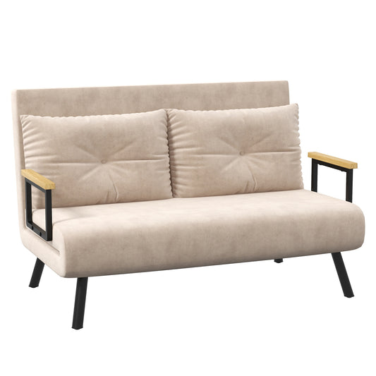 HOMCOM Schlafsofa, Relaxsessel mit Bettfunktion, Klappsofa, Rückenkissen, Polstersofa mit verstellbarer Rückenlehne, Beige, 102 x 73 x 81 cm  Aosom