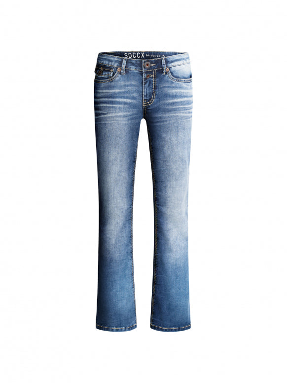 SOCCX Jeans FI:LO Slim Fit - distressed vintage blue