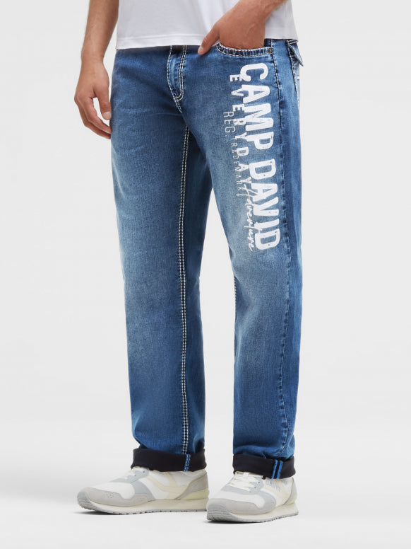 CAMP DAVID Jeans FRA:NK Comfort Fit - black blue used print