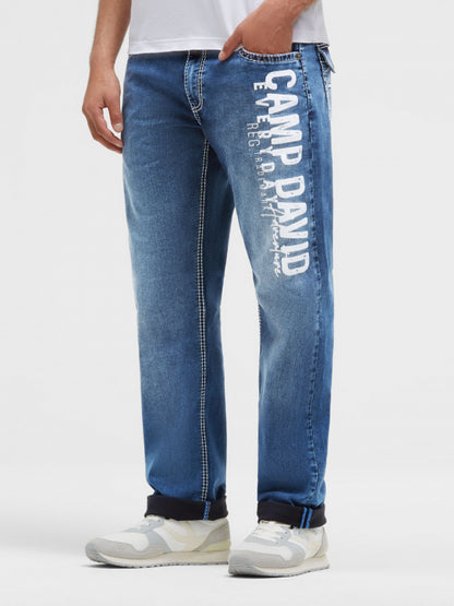 CAMP DAVID Jeans FRA:NK Comfort Fit - black blue used print