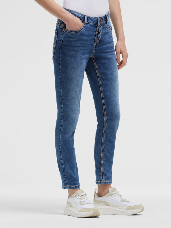 SOCCX Jeans MI:RA Slim Fit - mid blue jogg