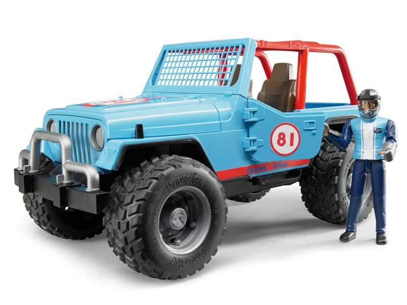 BRUDER Jeep Cross Country Blau mit Rennfahrer