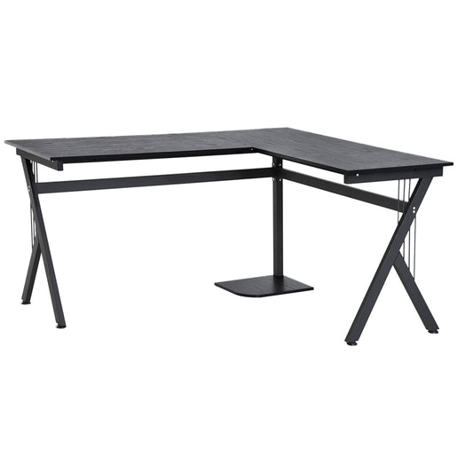 HOMCOM Computertisch Eckschreibtisch L-förmig 155x130x76cm schwarz, Winkelschreibtisch für Arbeitszimmer & Home Office   Aosom.de