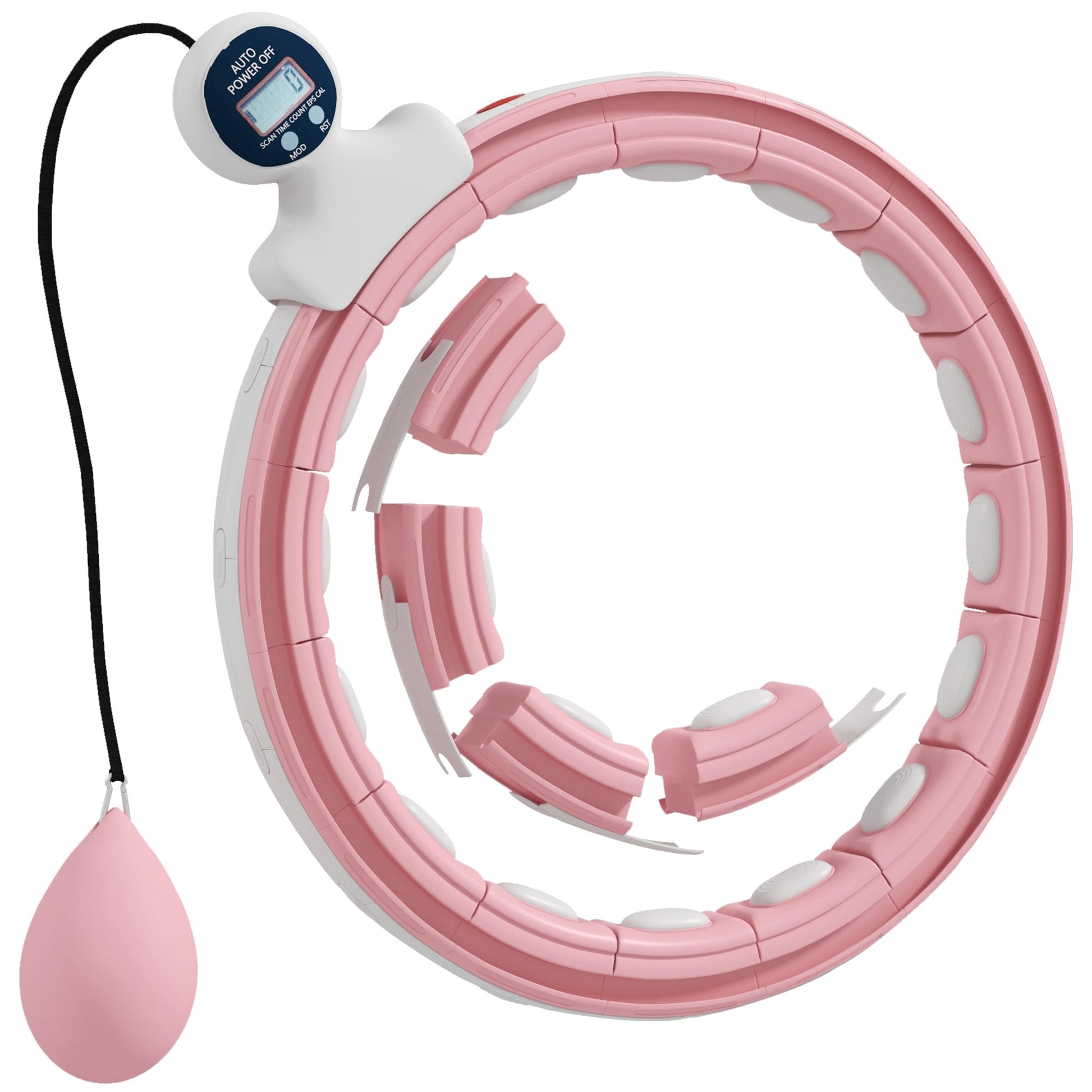 SPORTNOW Hula Hoop Reifen Hula-Hoop-Fitnessreifen mit Massagestacheln, verstellbar von 76 bis 113 cm Taillenumfang, 16 abnehmbare Abschnitte, Fitness   Aosom