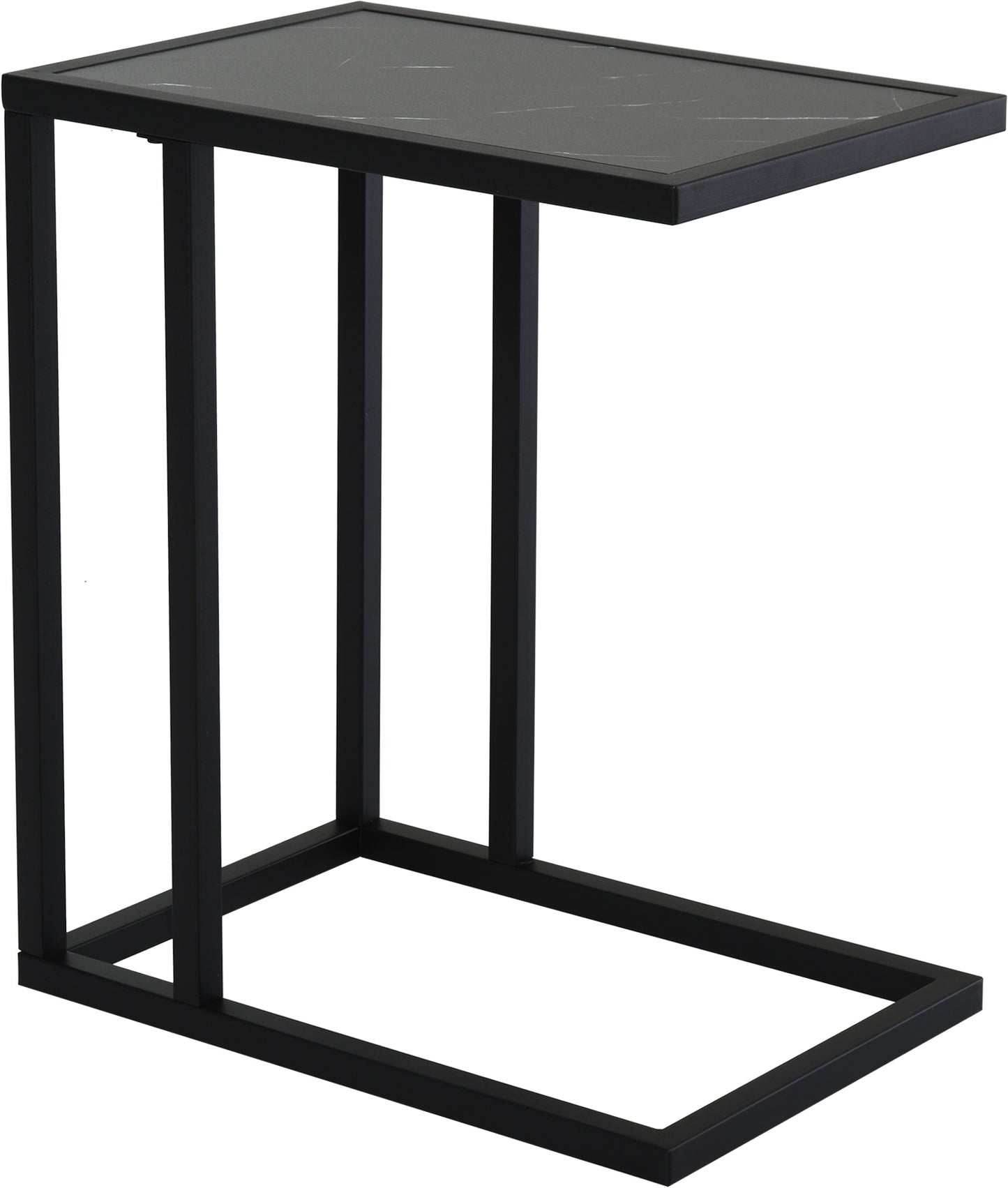 HOMCOM Beistelltisch, Couchtisch mit Marmoroptik, Kaffeetisch mit Metallrahmen, für Wohnzimmer, Schlafzimmer, 45 x 30 x 51,5 cm Schwarz   Aosom