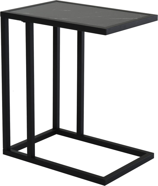 HOMCOM Beistelltisch, Couchtisch mit Marmoroptik, Kaffeetisch mit Metallrahmen, für Wohnzimmer, Schlafzimmer, 45 x 30 x 51,5 cm Schwarz   Aosom