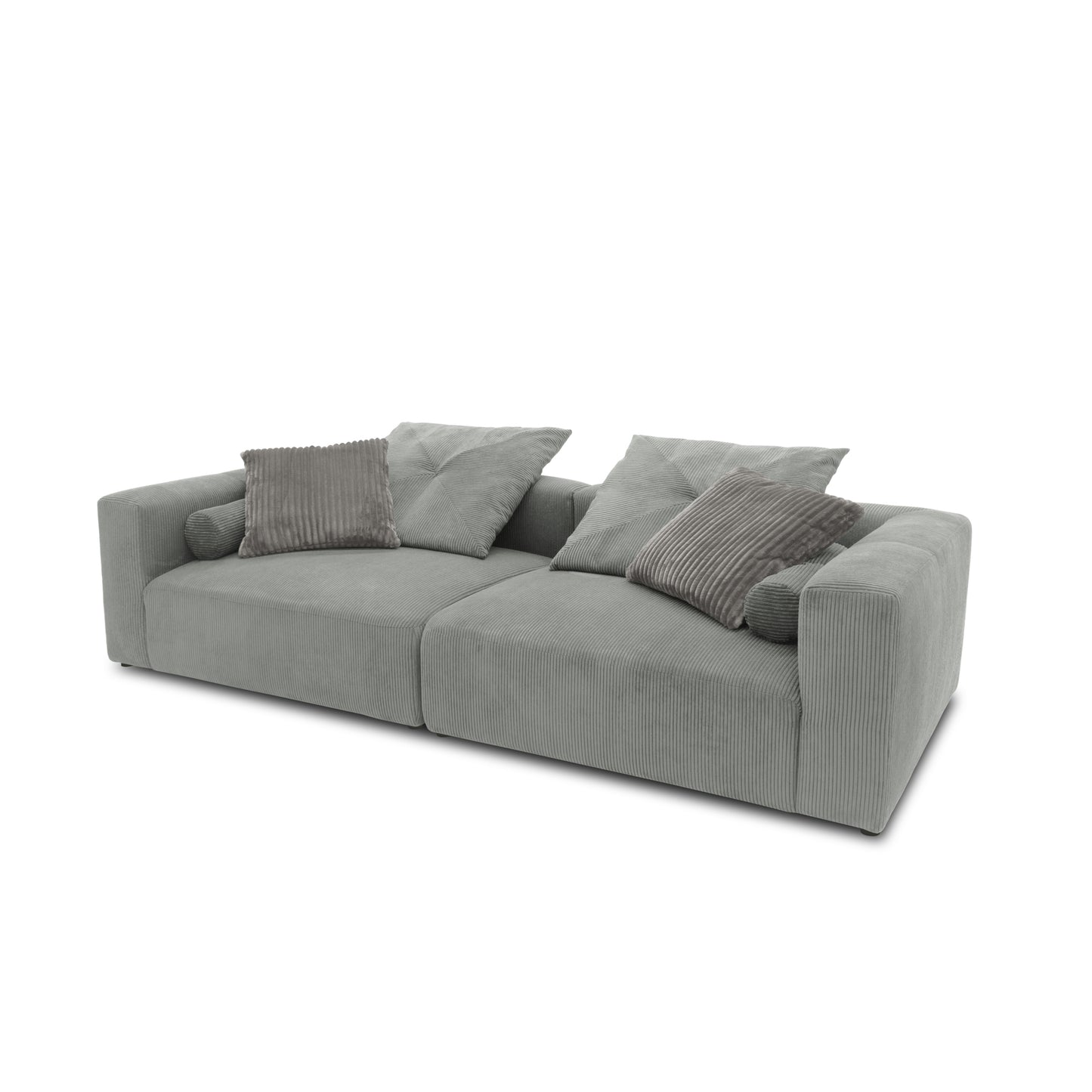 Bigsofa 800008, 2-Sitzer in Cord, mit Filzgleitern, 2er Couch, 304 x 135 x 69 (BxTxH), hellgrau   Aosom