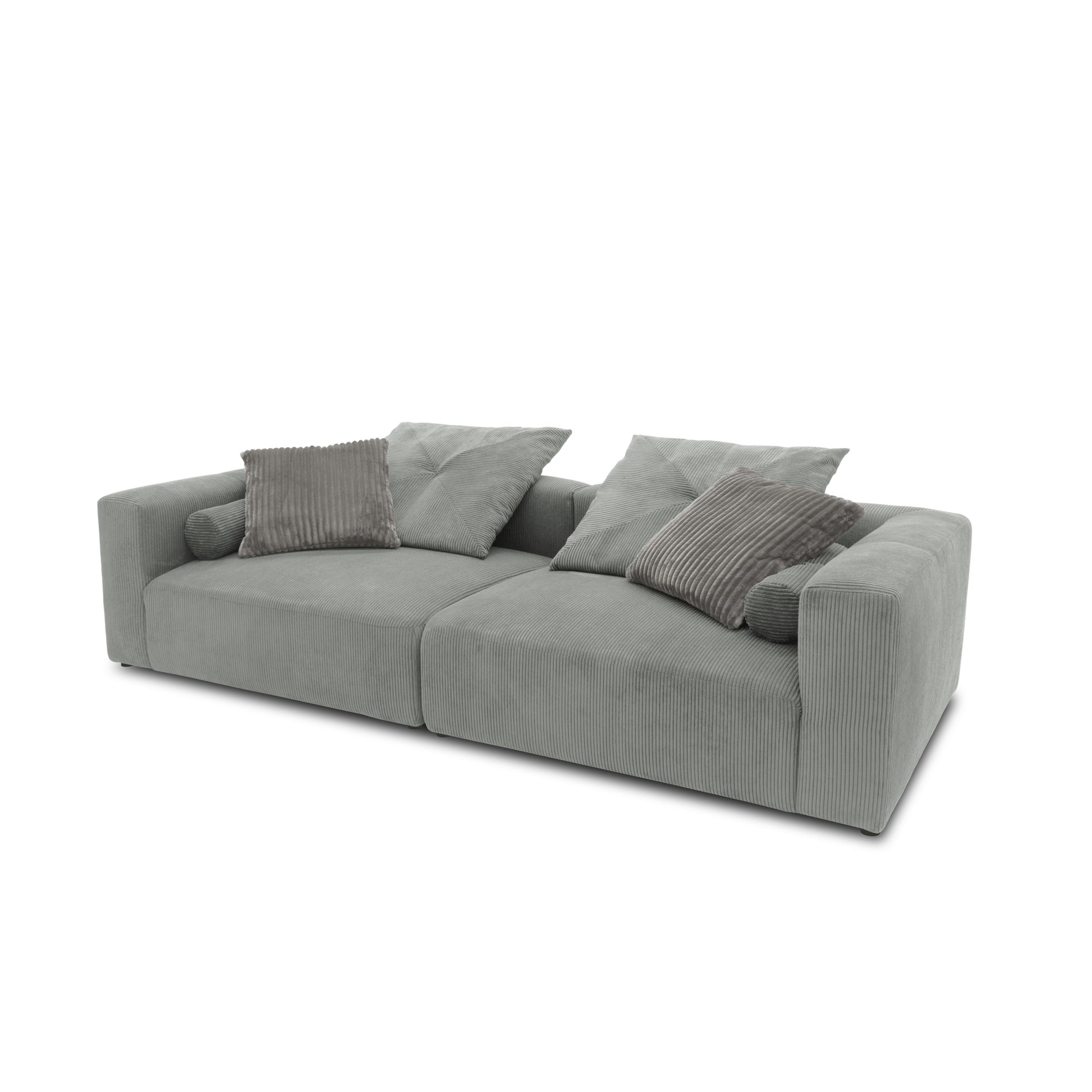Bigsofa 800008, 2-Sitzer in Cord, mit Filzgleitern, 2er Couch, 304 x 135 x 69 (BxTxH), hellgrau   Aosom