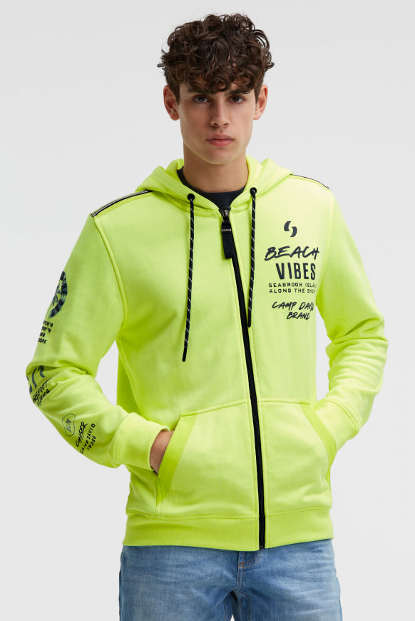 CAMP DAVID Kapuzensweatjacke mit Ärmel-Print