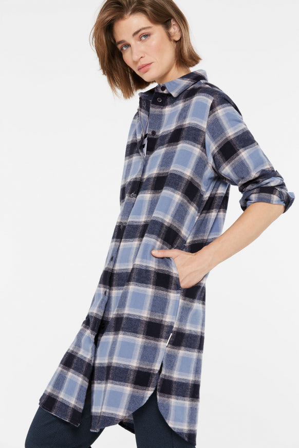 SENSES.THE LABEL Kariertes Hemdblusenkleid aus Flanell