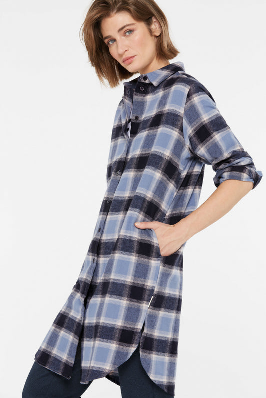 SENSES.THE LABEL Kariertes Hemdblusenkleid aus Flanell