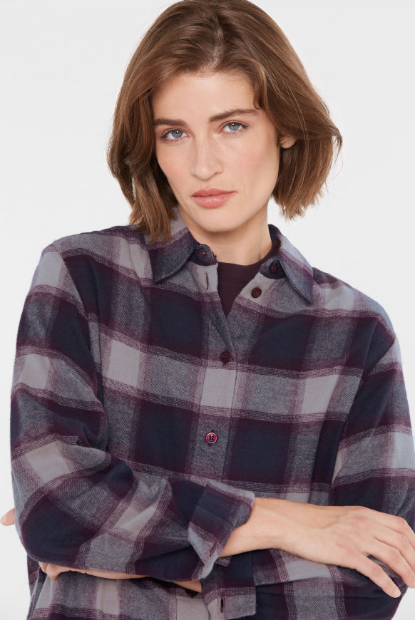 SENSES.THE LABEL Kariertes Hemdblusenkleid aus Flanell