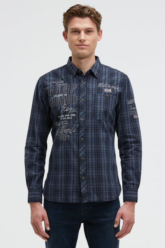 CAMP DAVID Karohemd mit Prints, Patches und Stickereien
