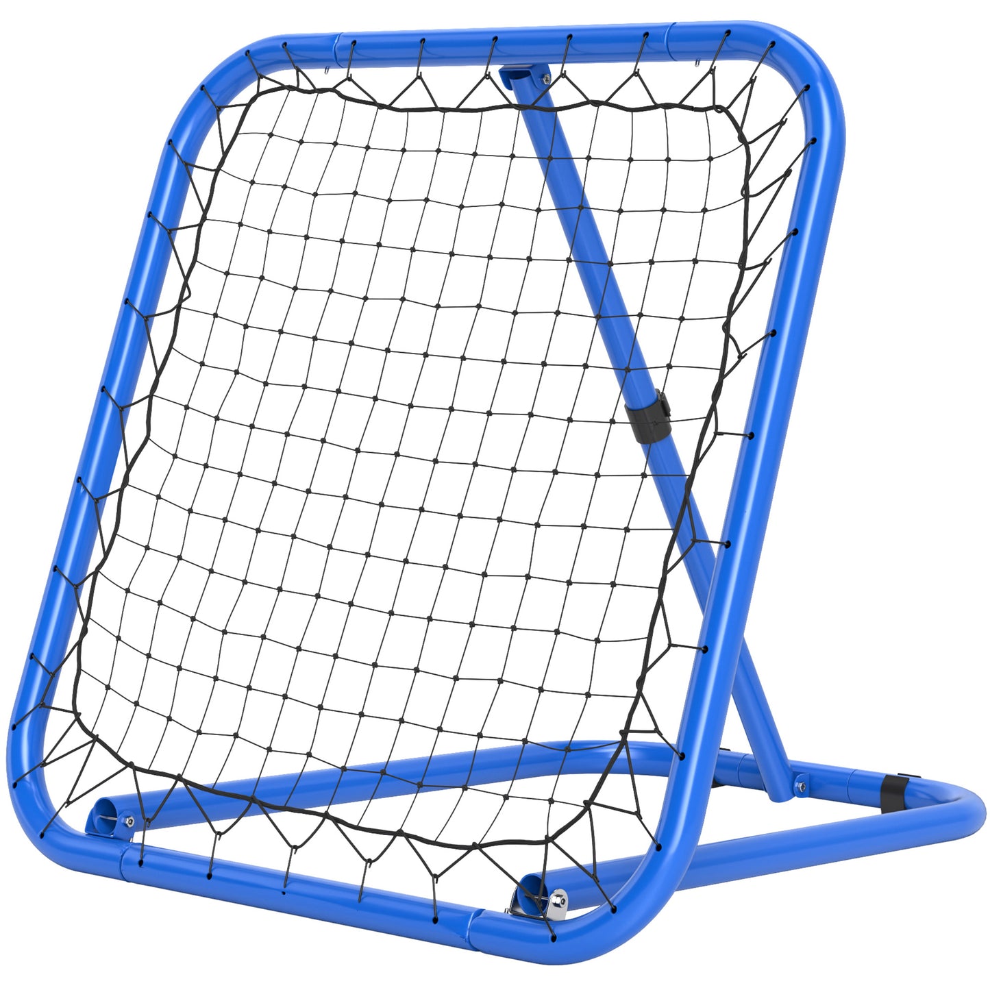 HOMCOM Rebounder für Fußball, klappbar Fußball Rebounder 63 x 63 cm Verstellbar Fußballtor Kicker für Baseball Basketball, Metall, Blau   Aosom