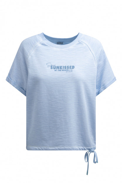 SOCCX Kurzarm-Sweatshirt mit Back - Artwork - soft ocean