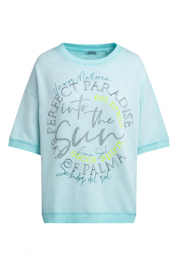 SOCCX Kurzarm-Sweatshirt mit Glitter-Puffprint - fresh breeze