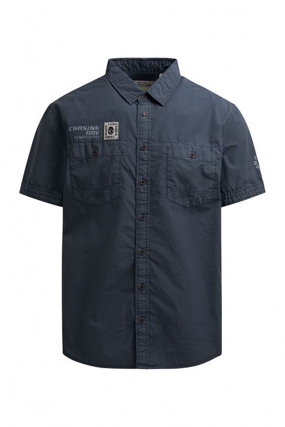 CAMP DAVID Kurzarmhemd mit Brusttaschen undBackprint - faded navy