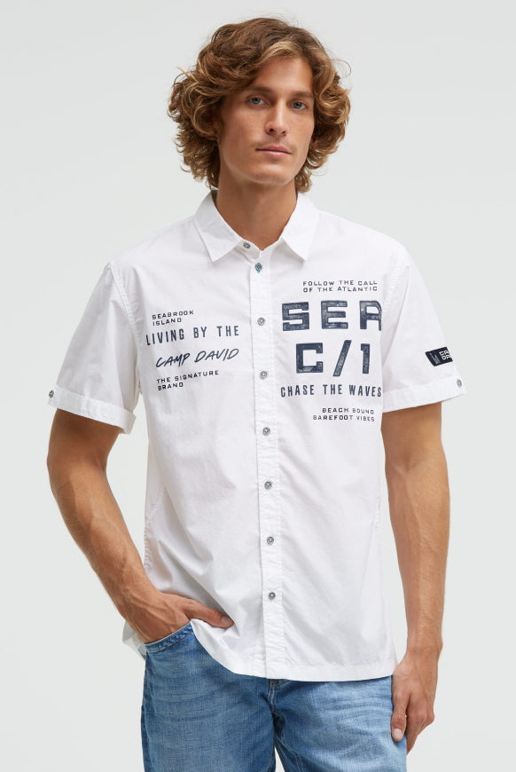 CAMP DAVID Kurzarmhemd mit Label Prints