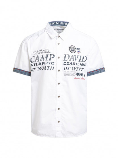 CAMP DAVID Kurzarmhemd mit Logo Artwork - opticwhite