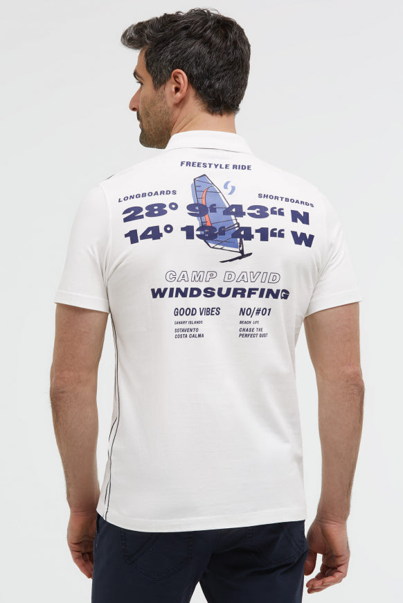 CAMP DAVID Kurzarmpolo mit Rücken-Print