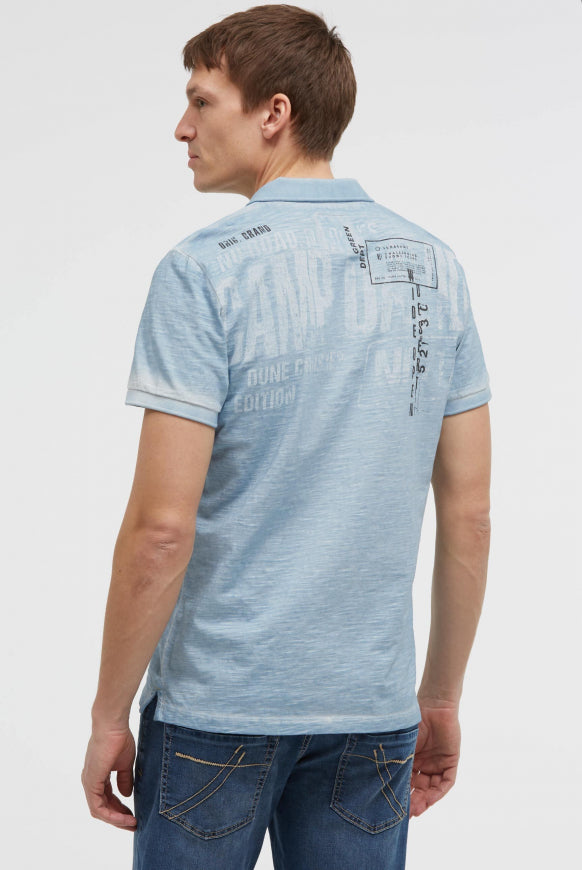 CAMP DAVID Kurzarmpolo mit V-Neck und Back-Print