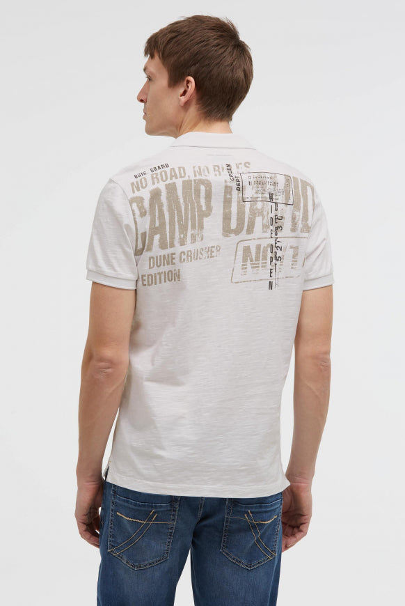 CAMP DAVID Kurzarmpolo mit V-Neck und Back-Print