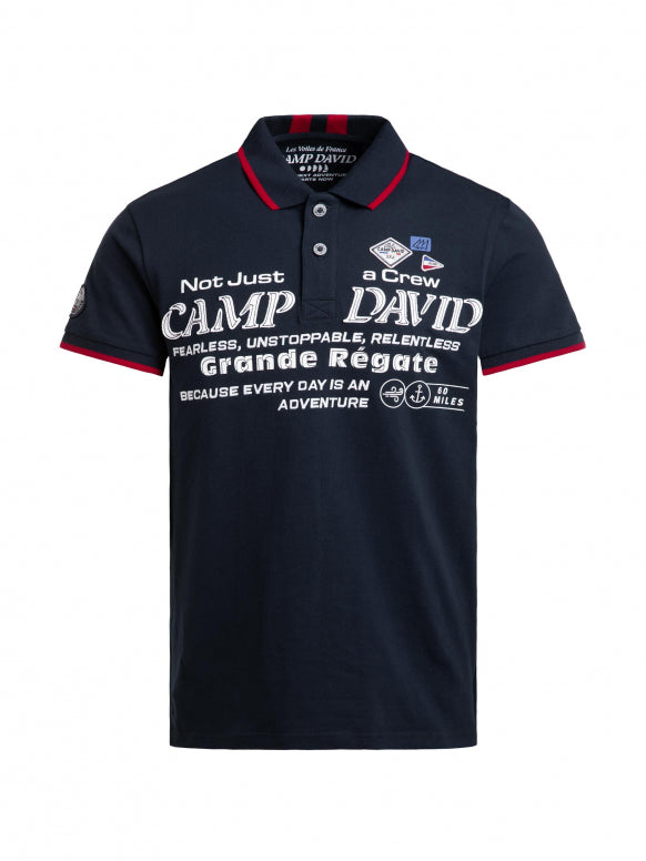 CAMP DAVID Kurzarmpolo Pikee mit Logo-Applikationen - blue navy